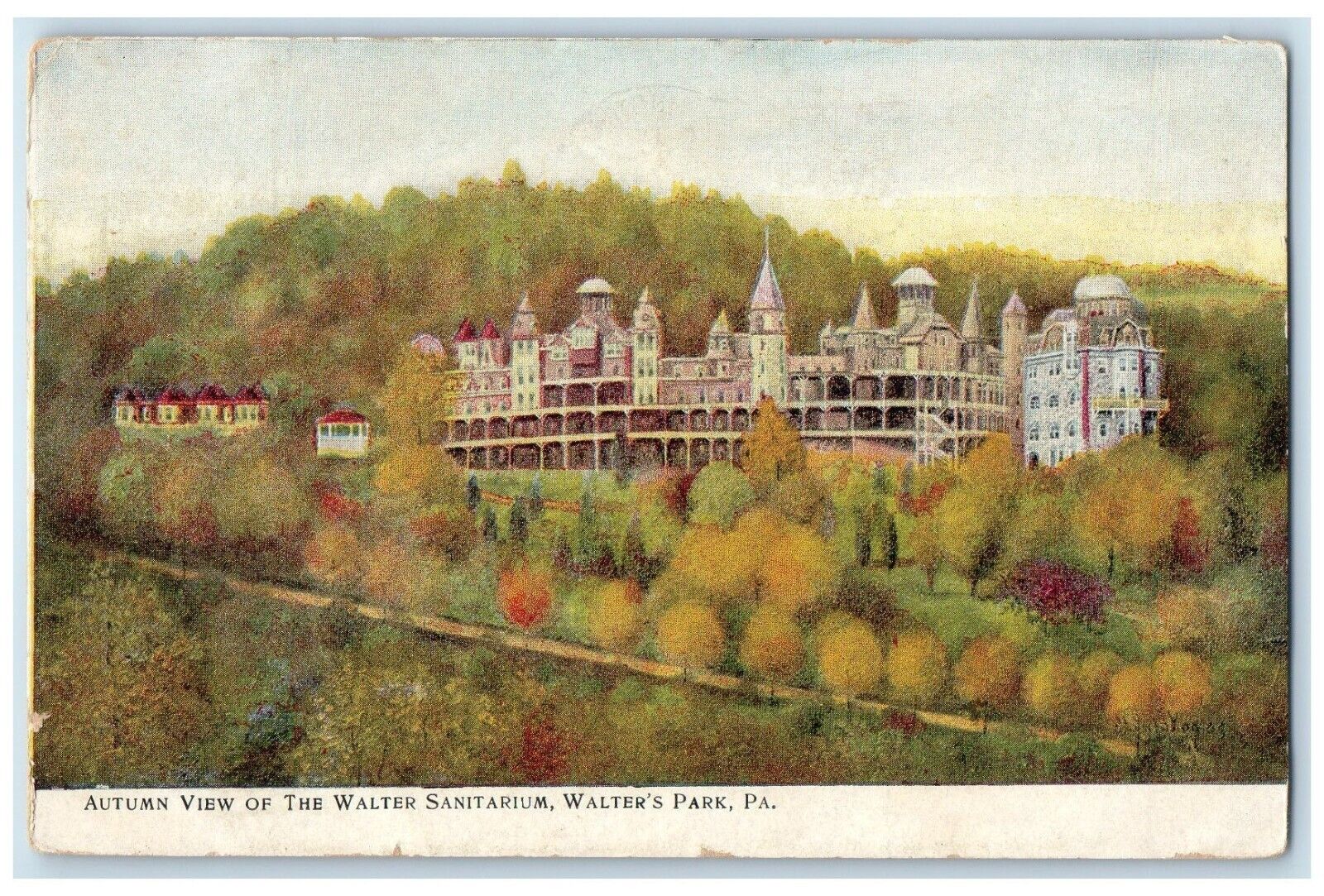 1911 Autumn View Of The Walter Sanitarium Walter\'s Park Pennsylvania PA Postcard