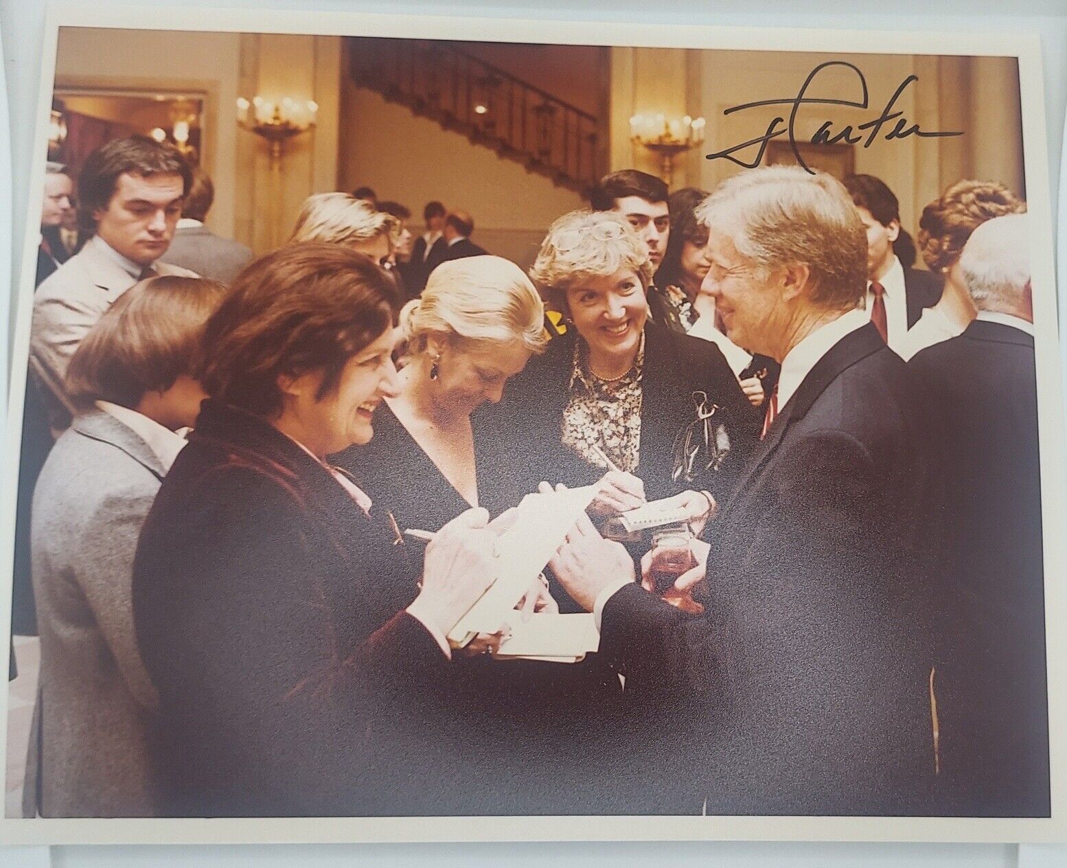 Jimmy Carter Signed 8x10 Vintage White House Photo w/ Helen Thomas Signature