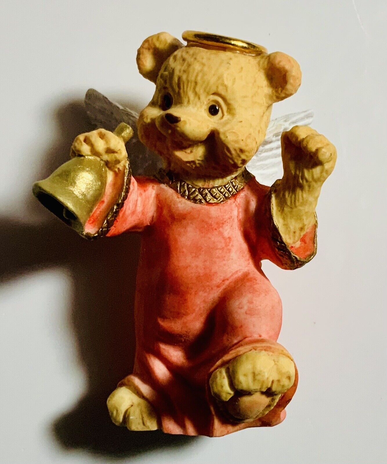 Vintage 1995 --- Angel Teddy Babies Figurine ---  Ringing A Bell