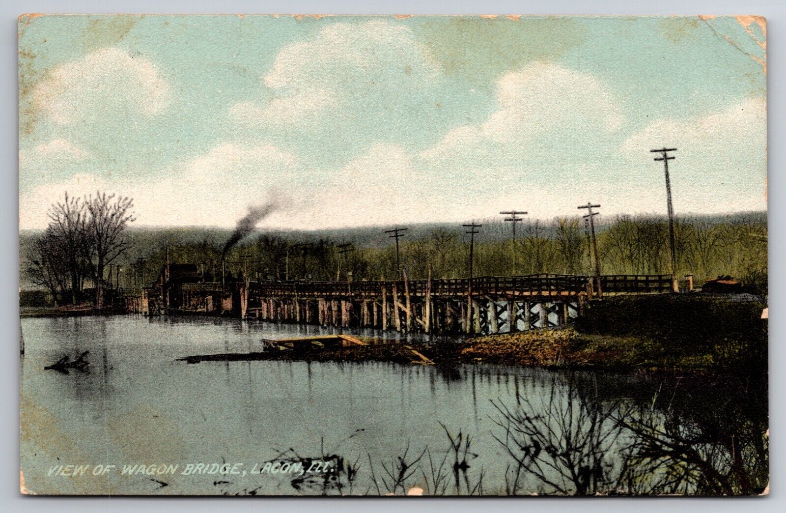 View of Wagon Bridge Lacon Illinois IL 1910 Postcard