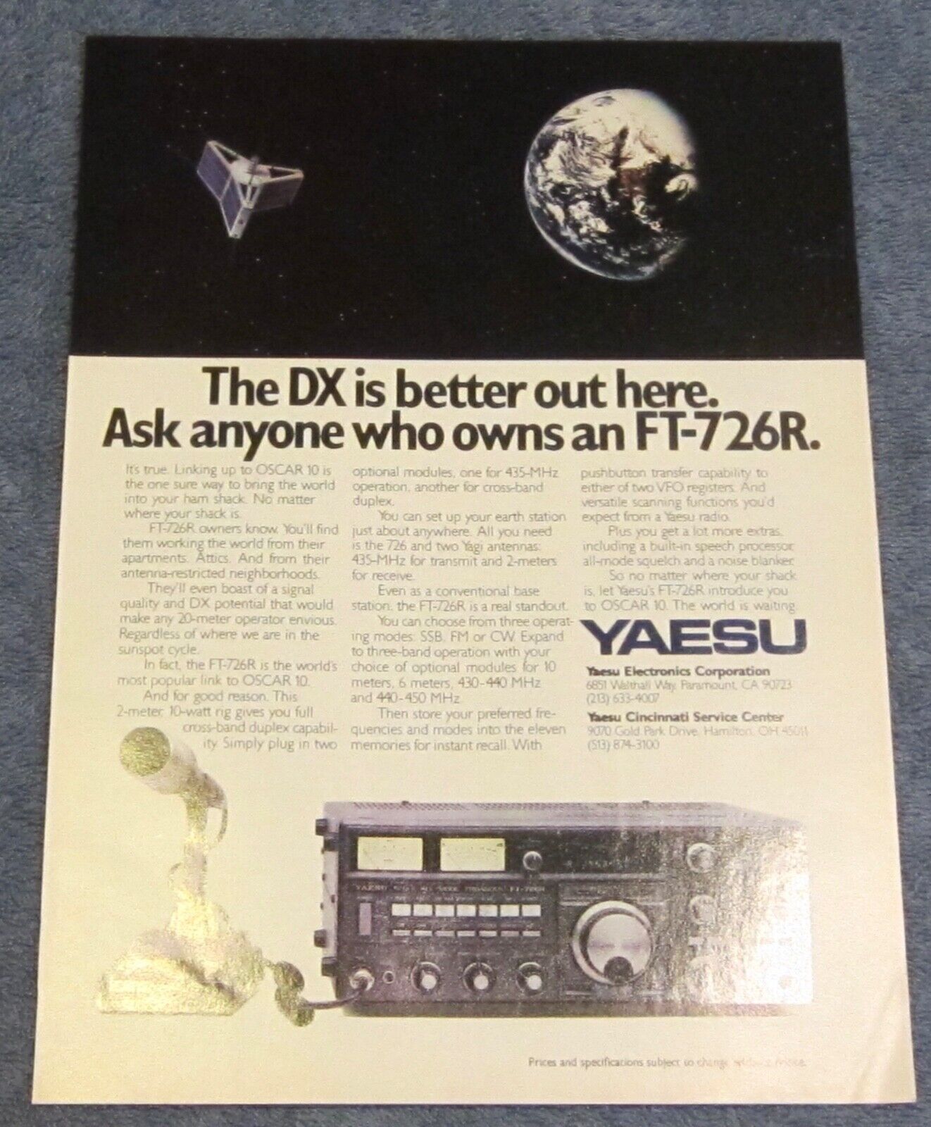 1985 Yaesu FT-726R Vintage Ham Radio Transceiver Ad \