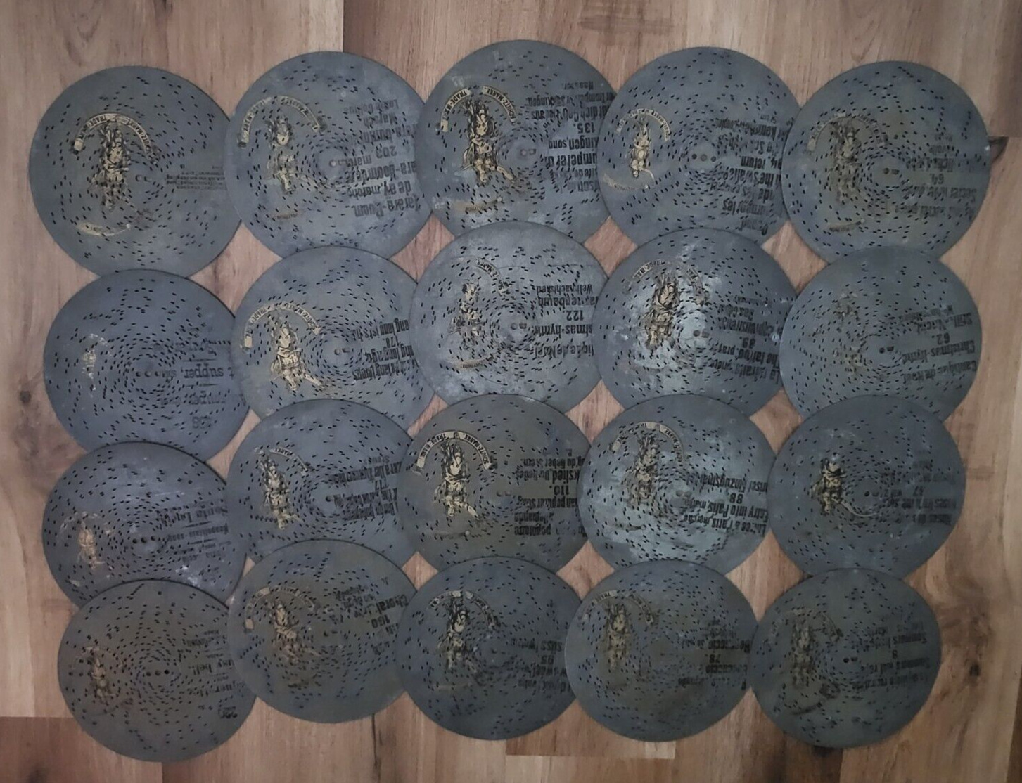 20 Antique metal Polyphon discs. individual sale. 8-1/8\