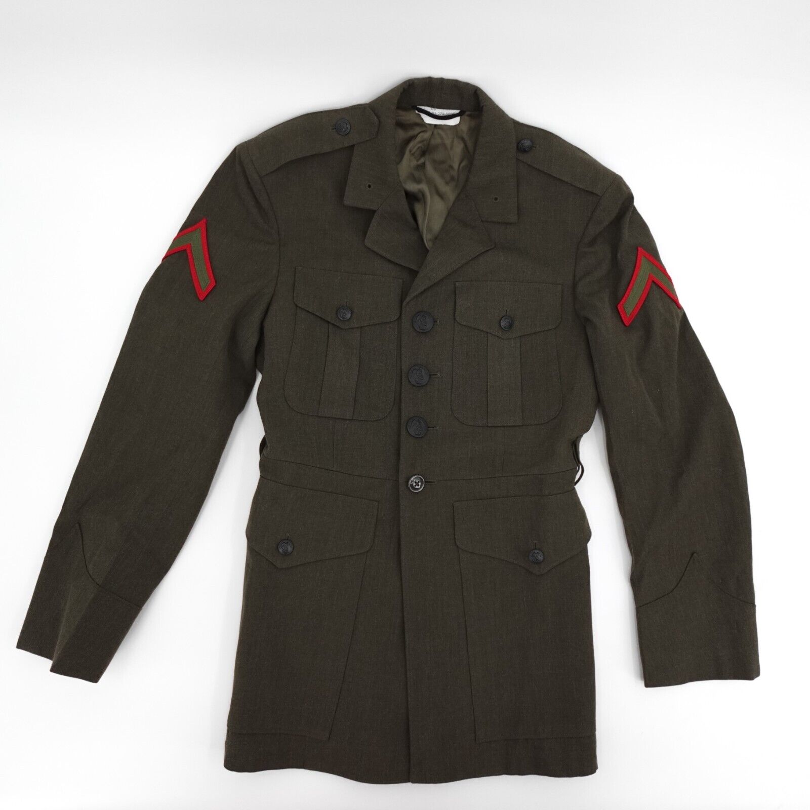Vintage Uniform Suit 37 Short Marine Corps Vietnam Green Jacket Private First Cl