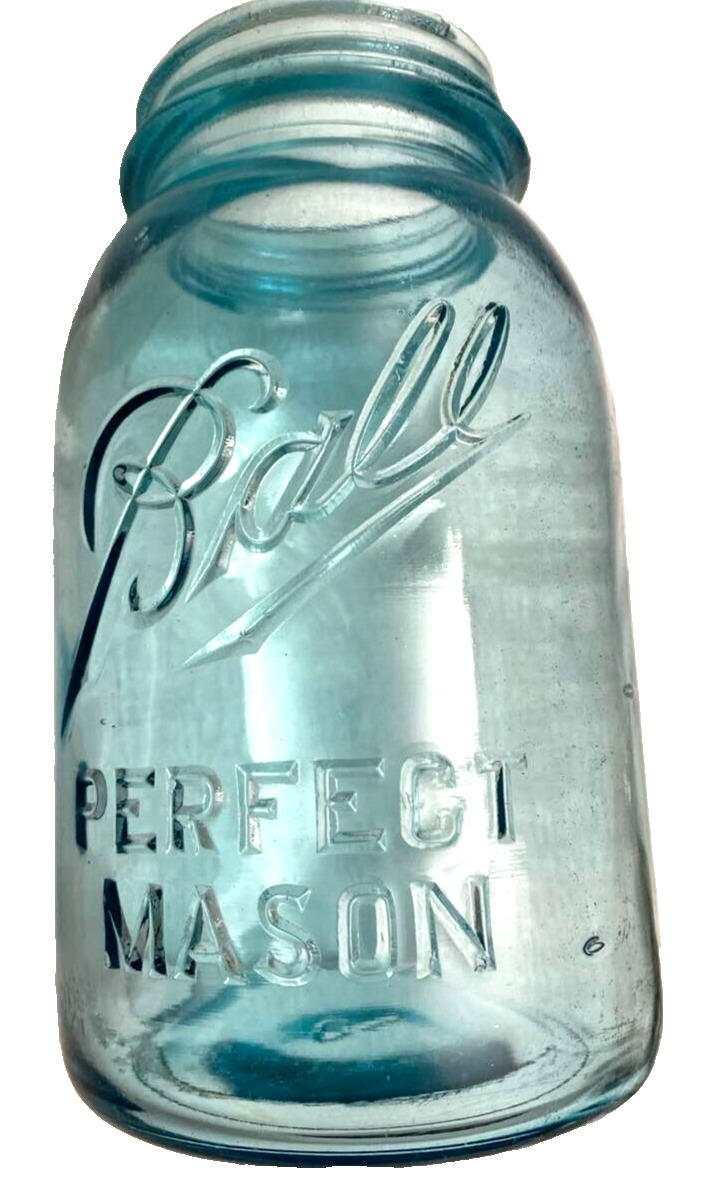 Rare Vintage light blue Aqua color Ball Perfect Mason Jar 1910-1923 #9 NO LID