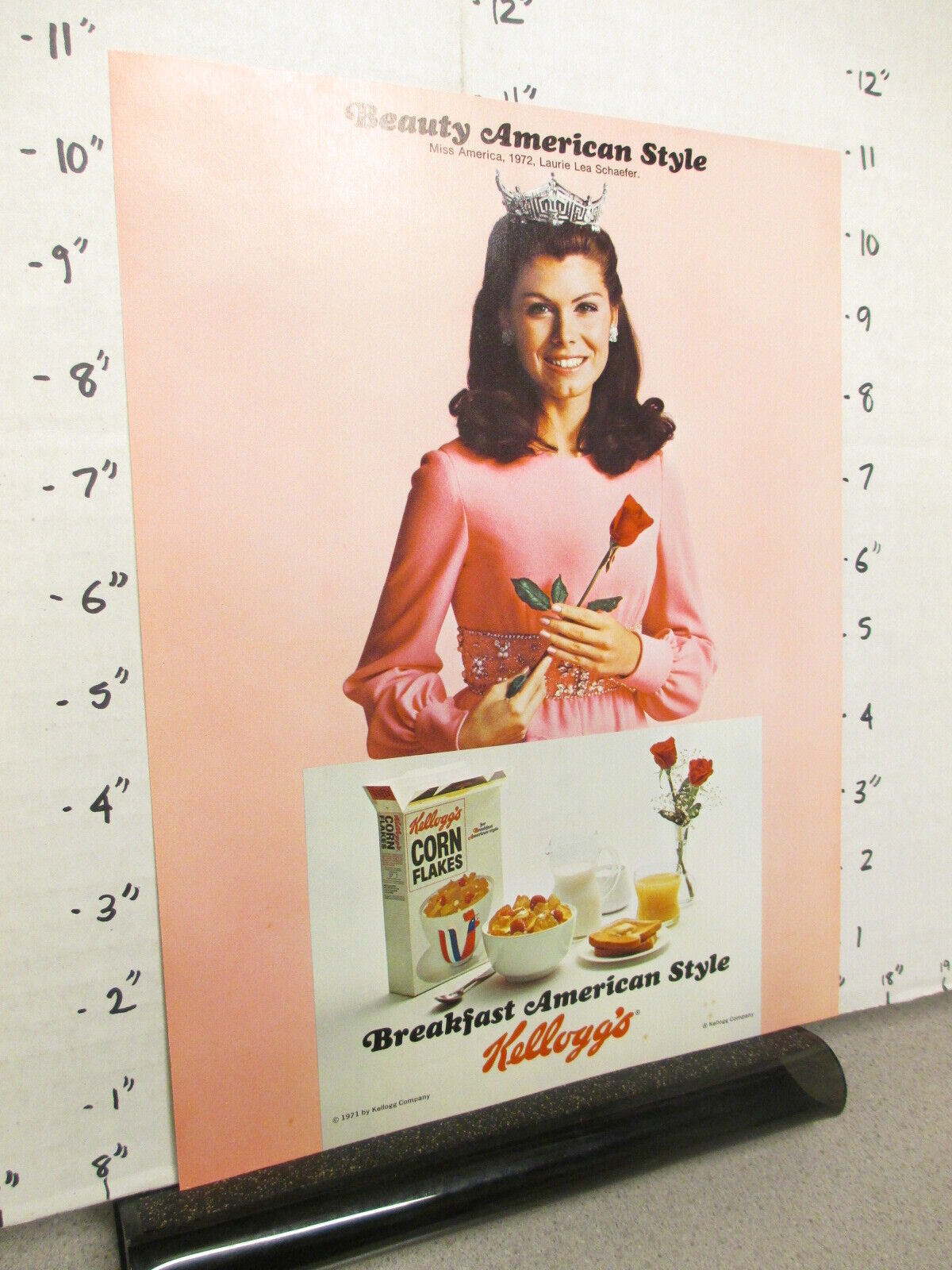 KELLOGG\'S CF cereal box 1972 (1) print ad proof Miss America Laurie Lea Schaefer