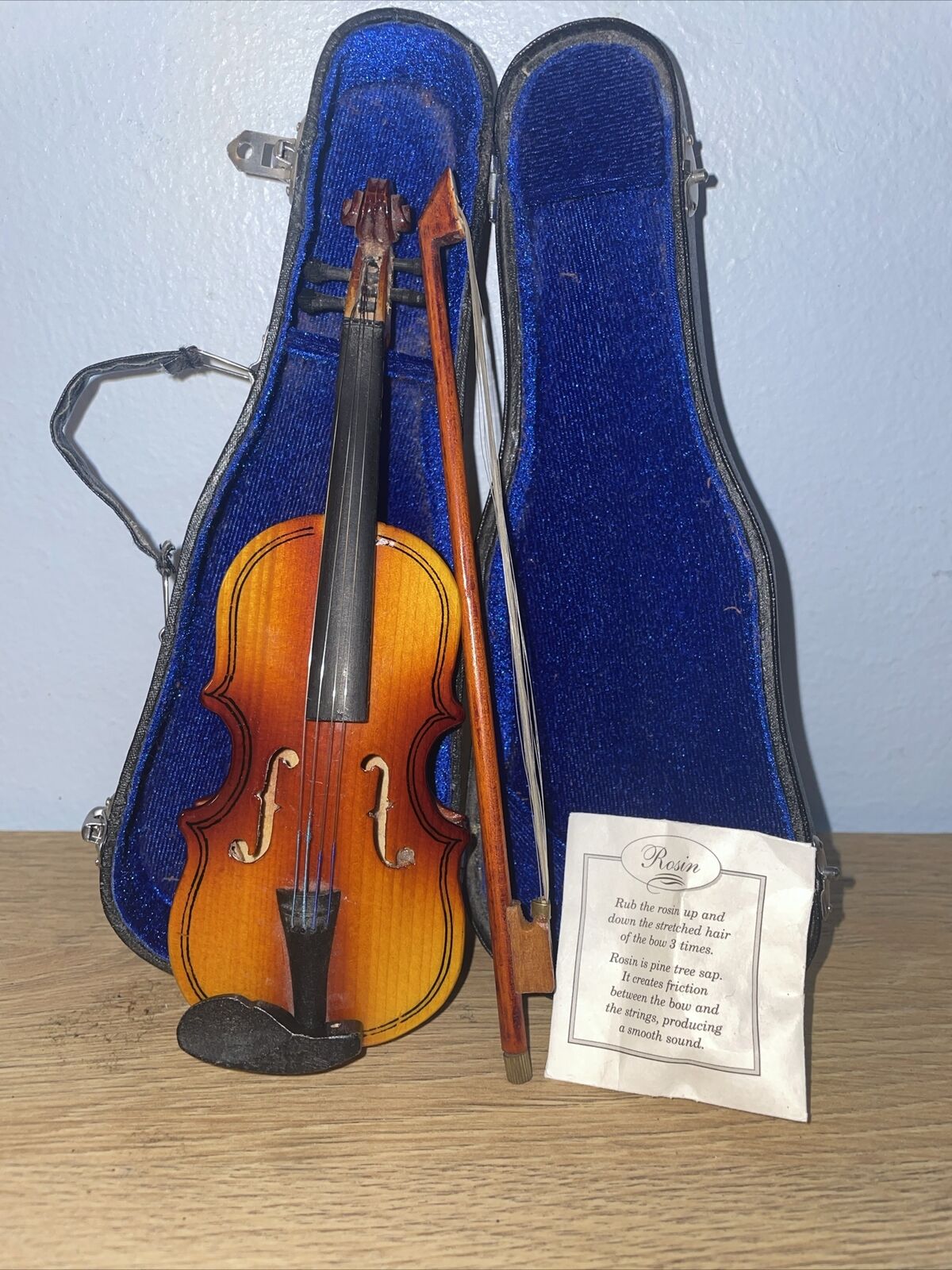 Wooden Mini CELLO VIOLA VIOLIN Musical Instrument w/Case Bow Vintage 7”