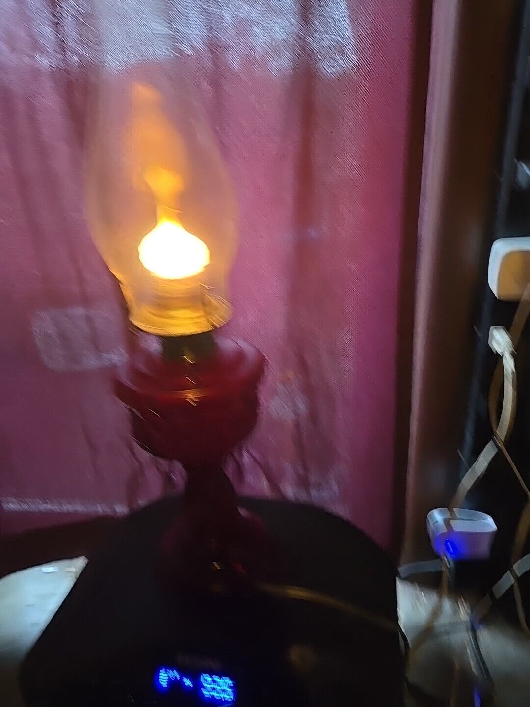 Vintage American Red Ruby Oil Lamp Turned Electric