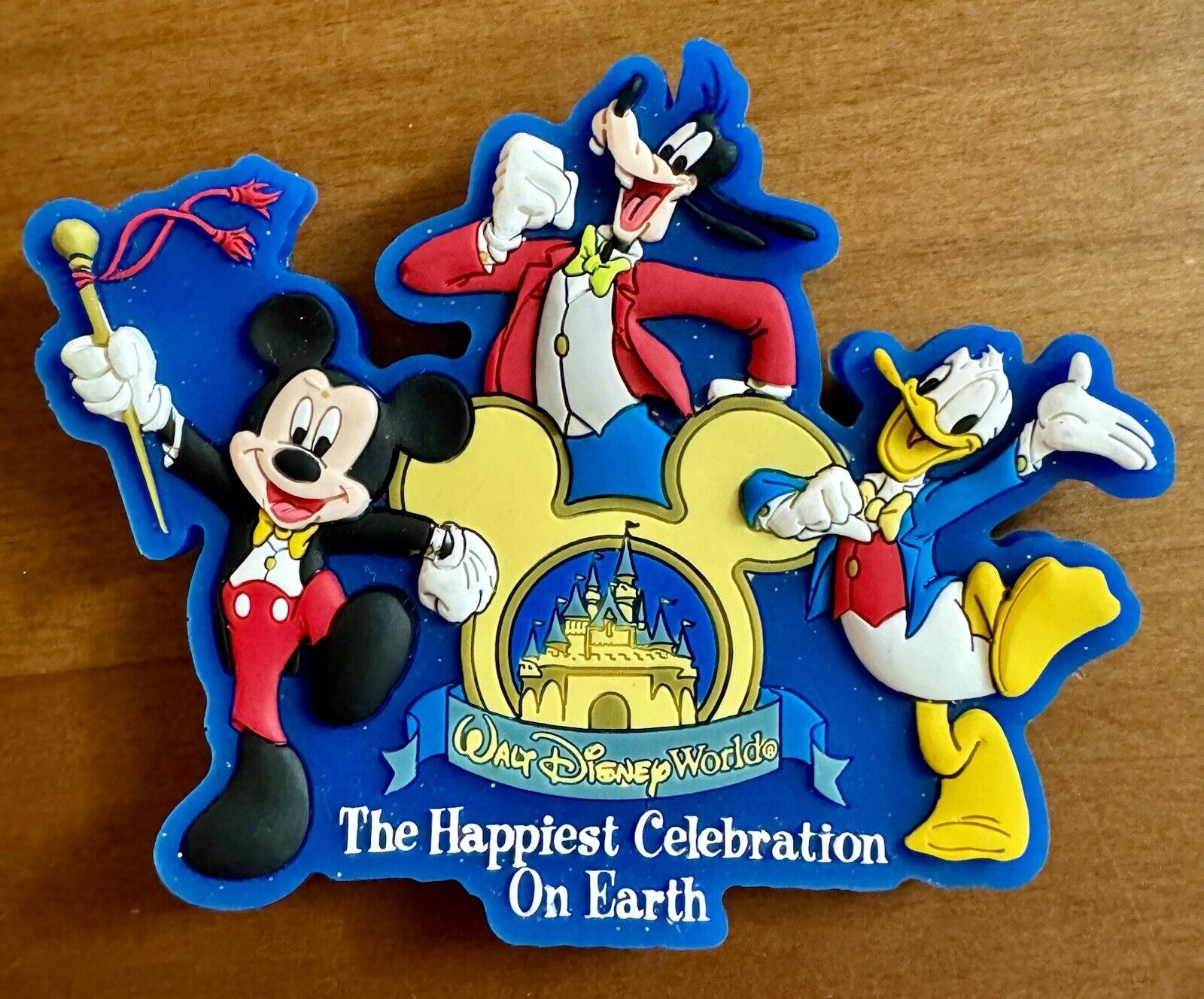 VTG Walt Disney World Happiest Celebration on Earth Goofy Donald Fridge Magnet