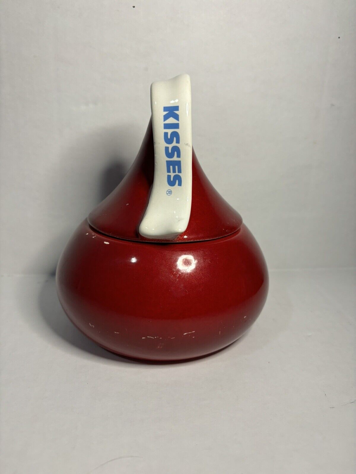2005 The Hershey Company Hershey Kisses Ceramic Maroon Candy Dish Jar w/Lid