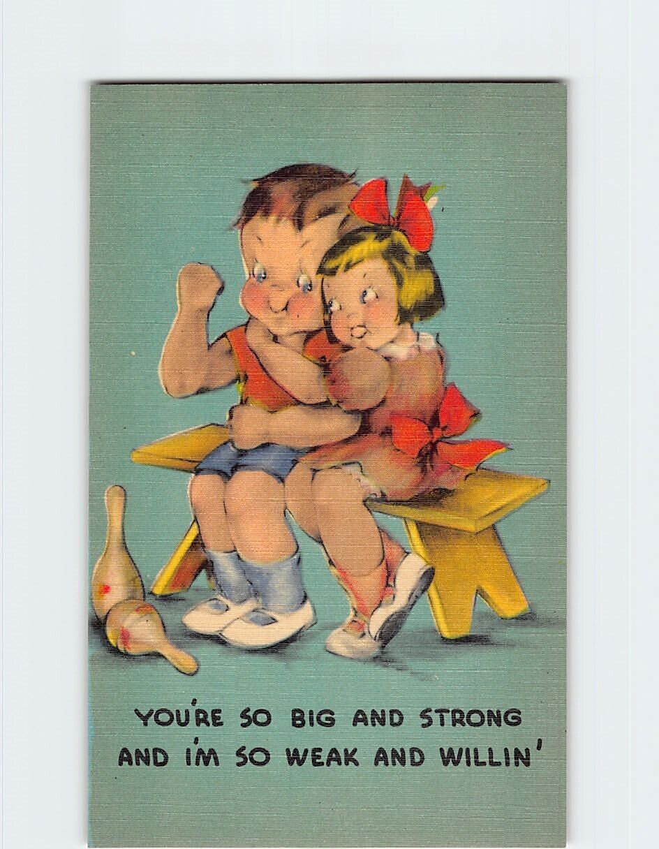 Postcard You\'re So Big And Strong And I\'m So Weak And Willin\', Lovers Art Print