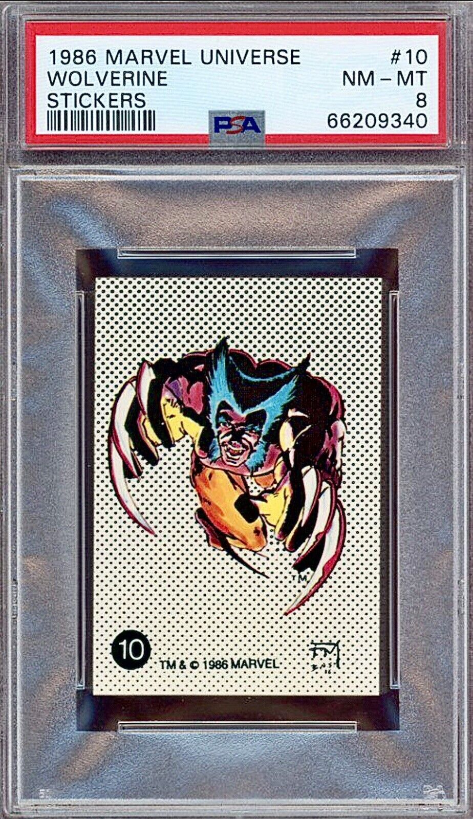 1986 Marvel Universe Stickers #10 Wolverine PSA 8 🔥RARE🔥