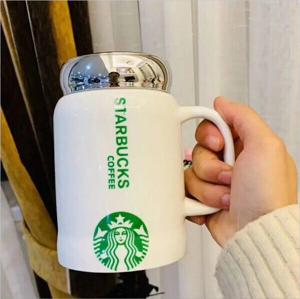 Starbucks Creative Simple Small Fresh Ceramic Mug with Mirror Lid Holiday Gift