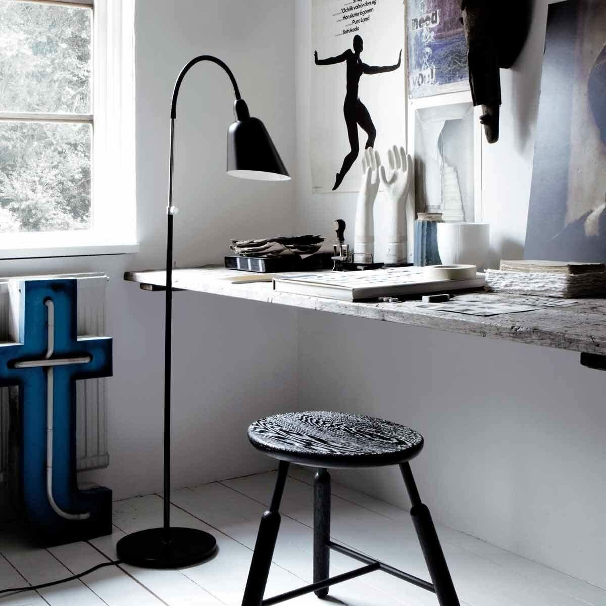 &tradition Bellevue Floor Lamp AJ2 Matt Black by Arne Jacobsen