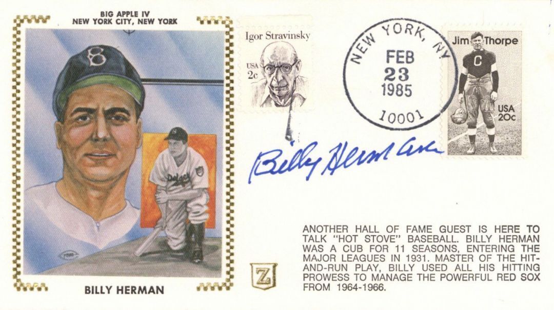 Billy Herman signs on Zaso Sports Series Envelope - Autographs - Autographs of F