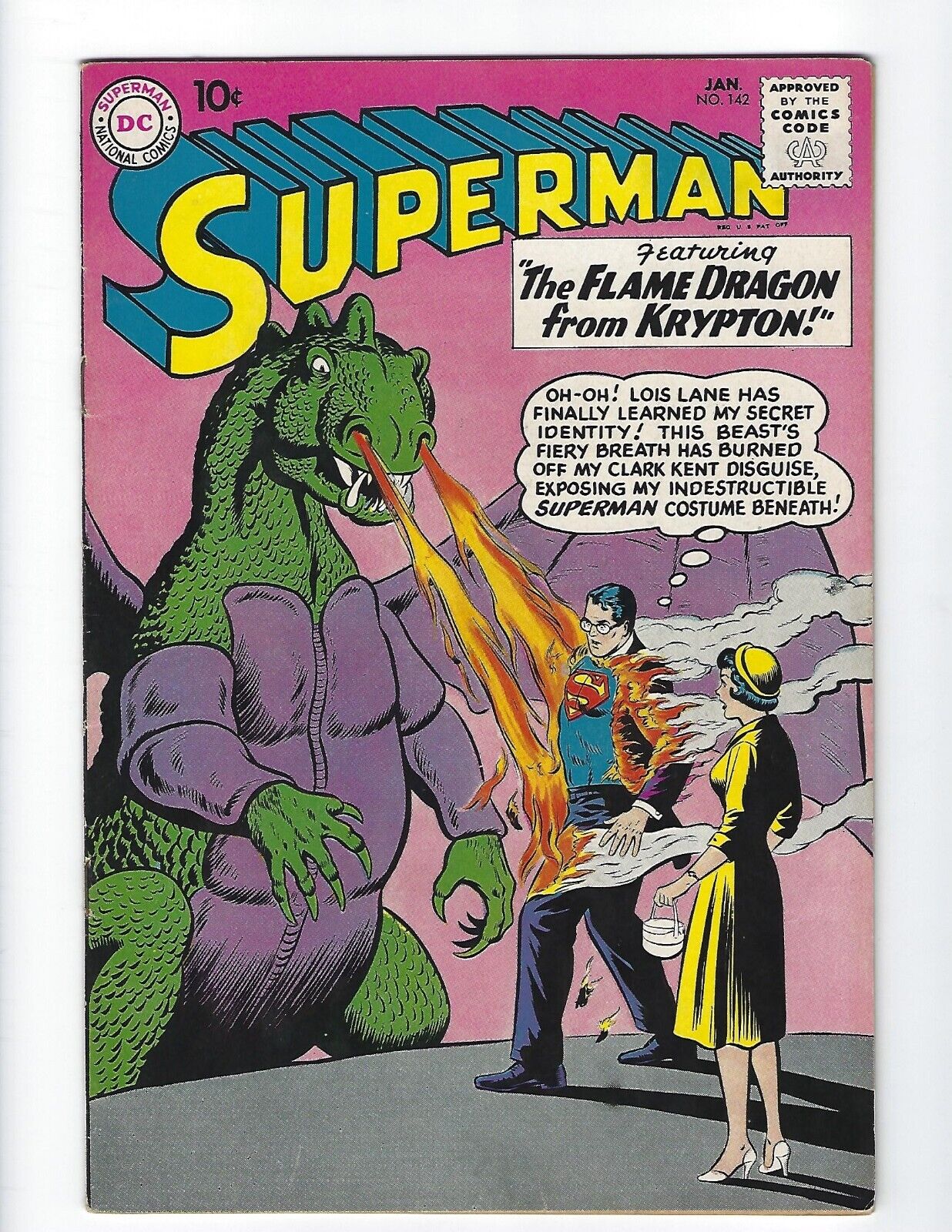 SUPERMAN #142 - NICE FN/VF 7.0 - 2ND BAT X-OVER - 1961 - LOW $89 B.I.N. 