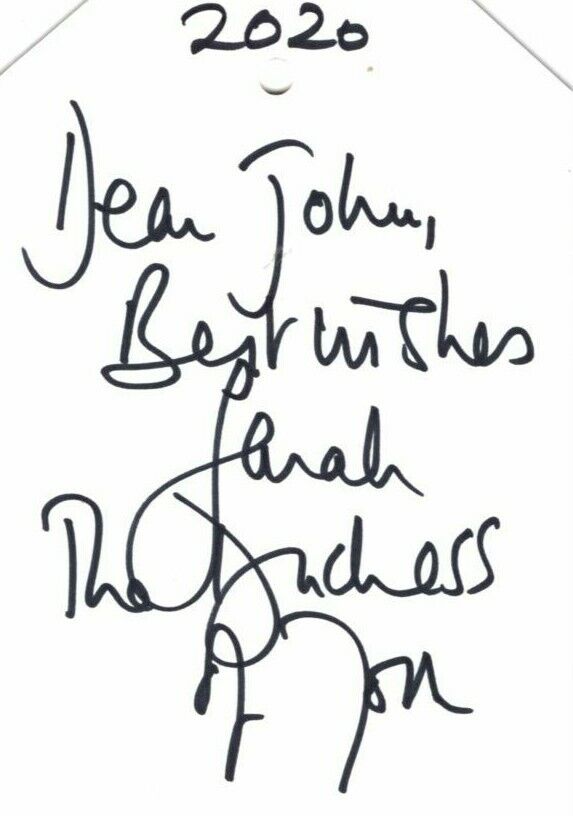 SARAH FERGUSON FERGIE DUCHESS OF YORK Autographed Signed 4x6 Card - To John