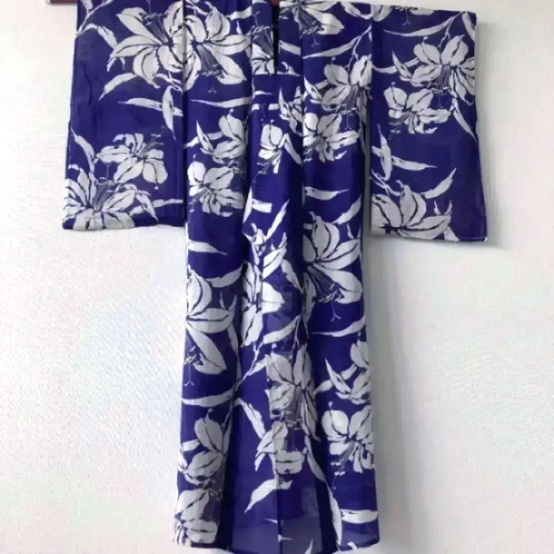 Japanese Antique Summer Kimono Silk Rug Large Flower Pattern 12