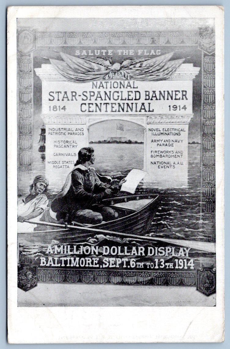 1914 BALTIMORE STAR SPANGLED BANNER CENTENNIAL MILLION DOLLAR DISPLAY POSTCARD
