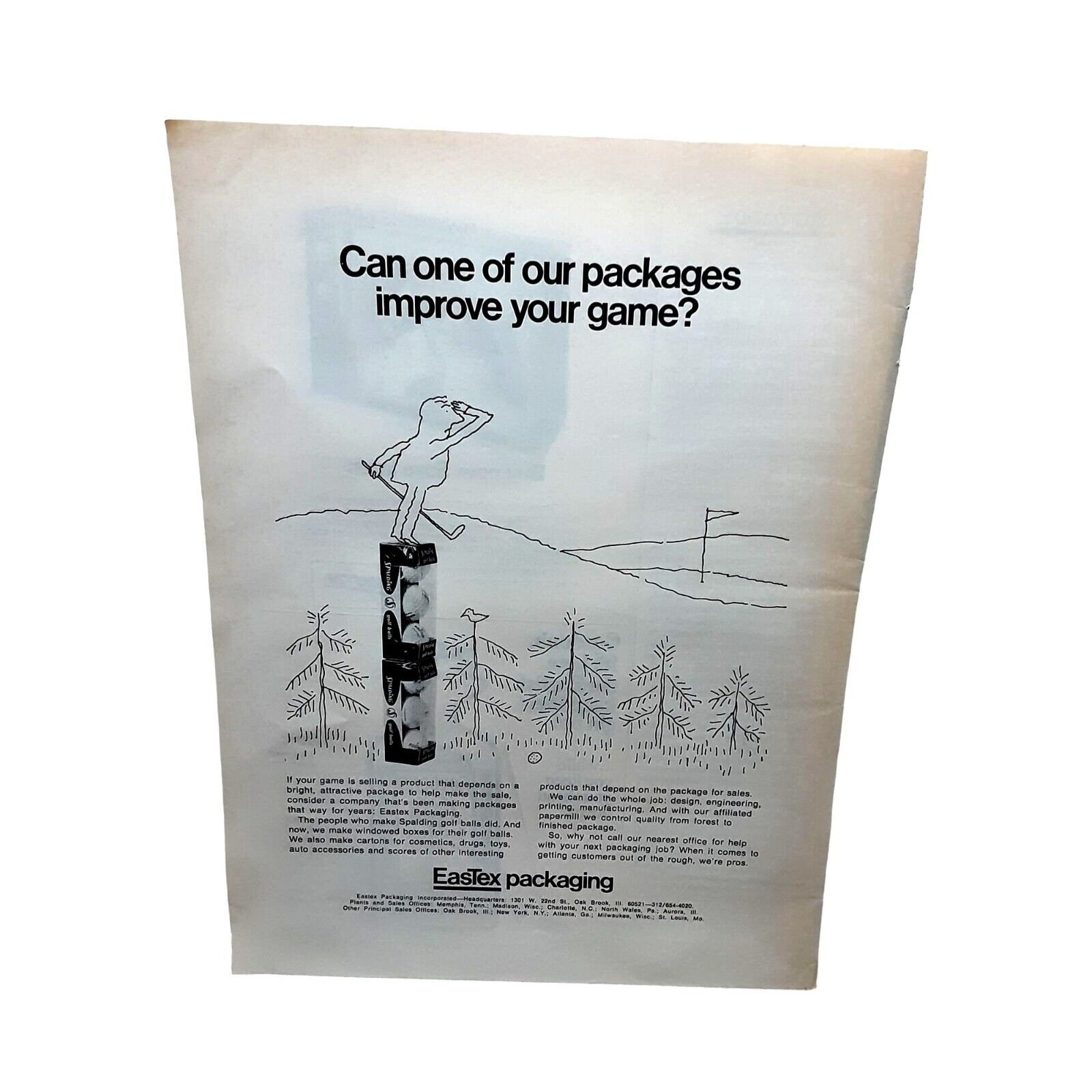 1970 EasTex Packaging Spalding Golf Balls vintage Original ad