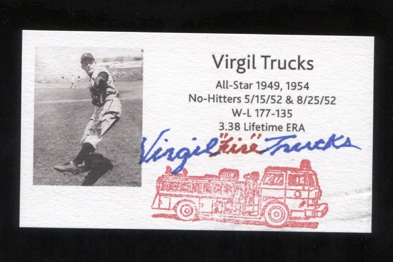 Virgil Trucks Signed Business Card Autographed Baseball Signature No Hitter