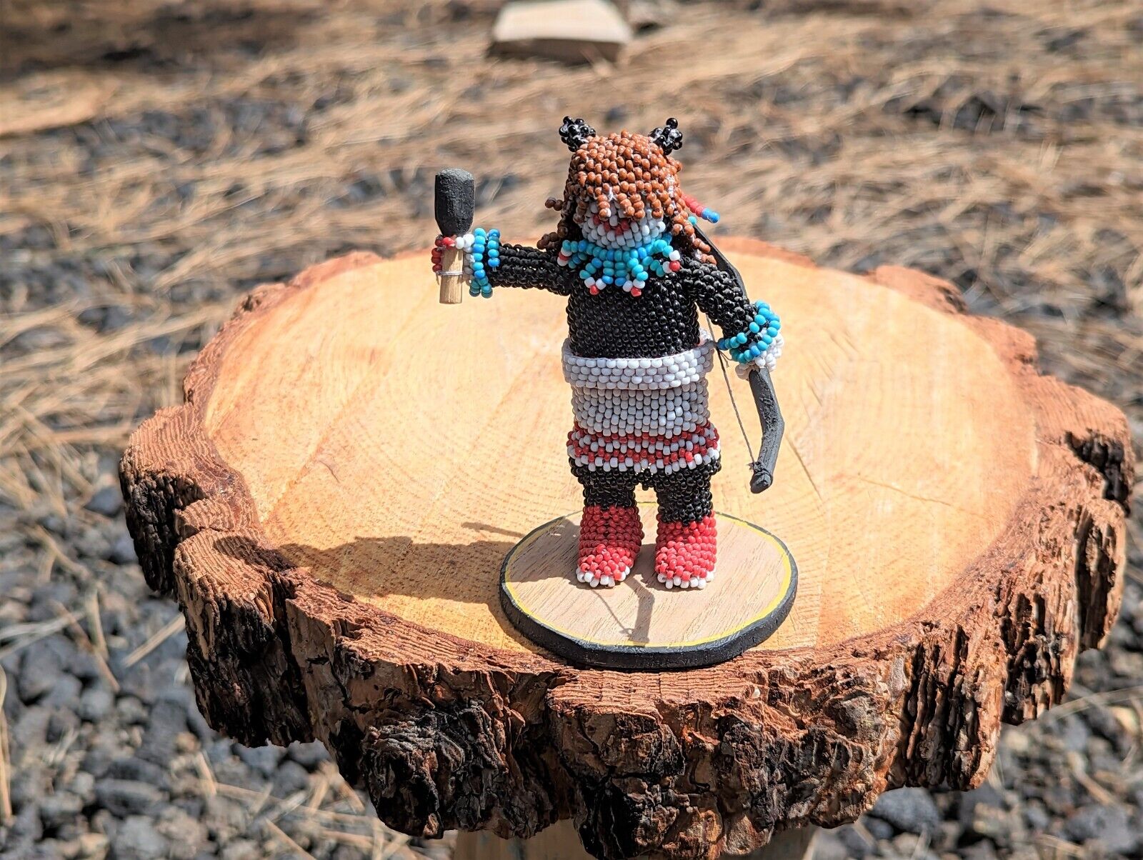 Vintage Zuni Native American Beaded Doll Kachina Handmade signed R. Bobelu