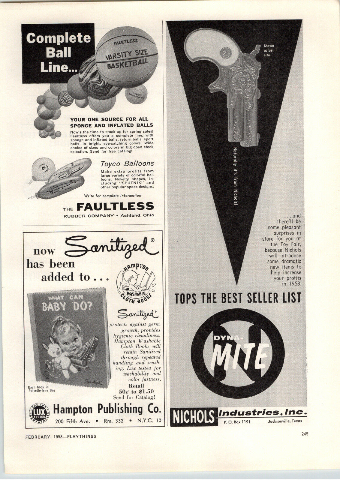 1958 PAPER AD Nichols Toy Company Derringer Dyna Mite