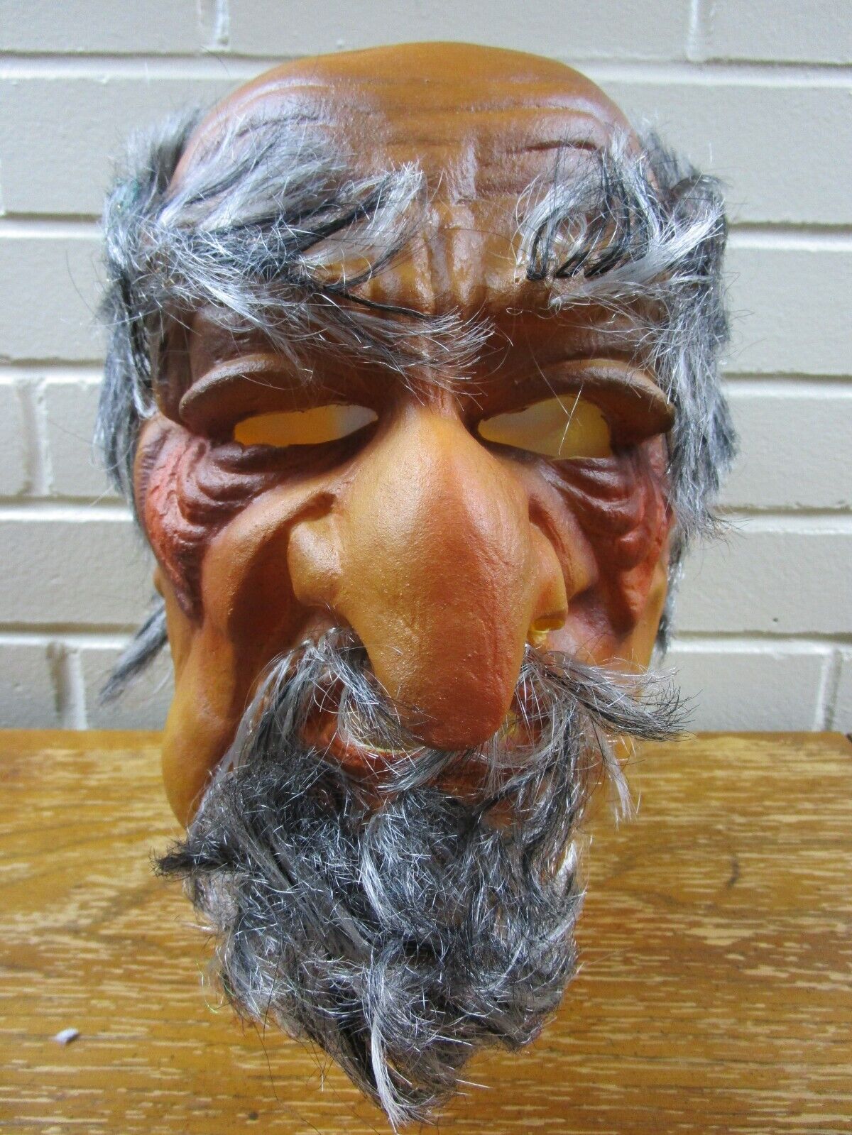 VTG 1970's Rubber Halloween Monster Mask w/Hair Horror Old Bald Man