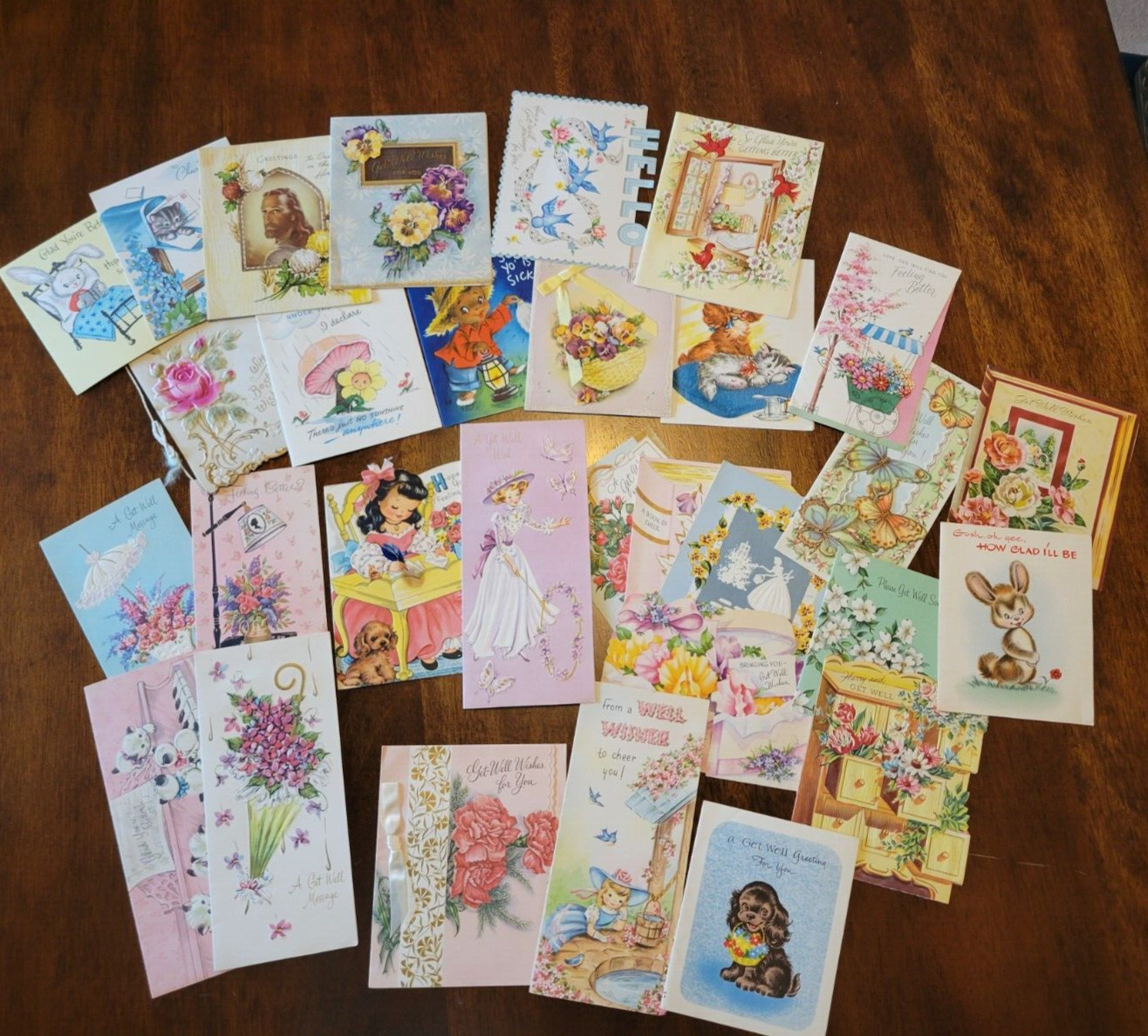 LOT OF 31 VINTAGE 1950 1960S GET WELL CARDS USED-GREAT FOR CRAFTS