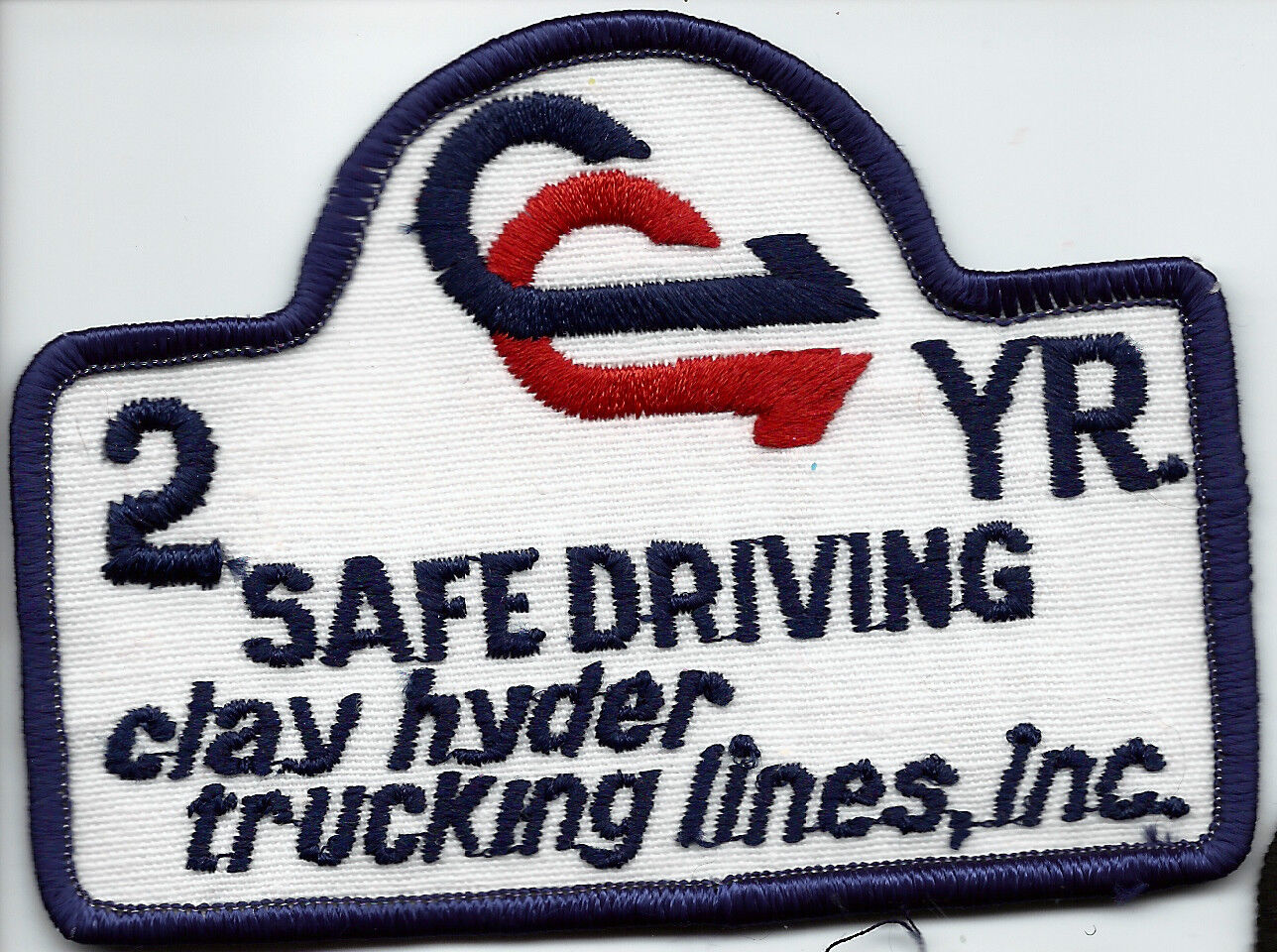Clay Hyder Trucking lines, Inc. 2 year safe driving patch 3 X 4-1/4 inch #7446