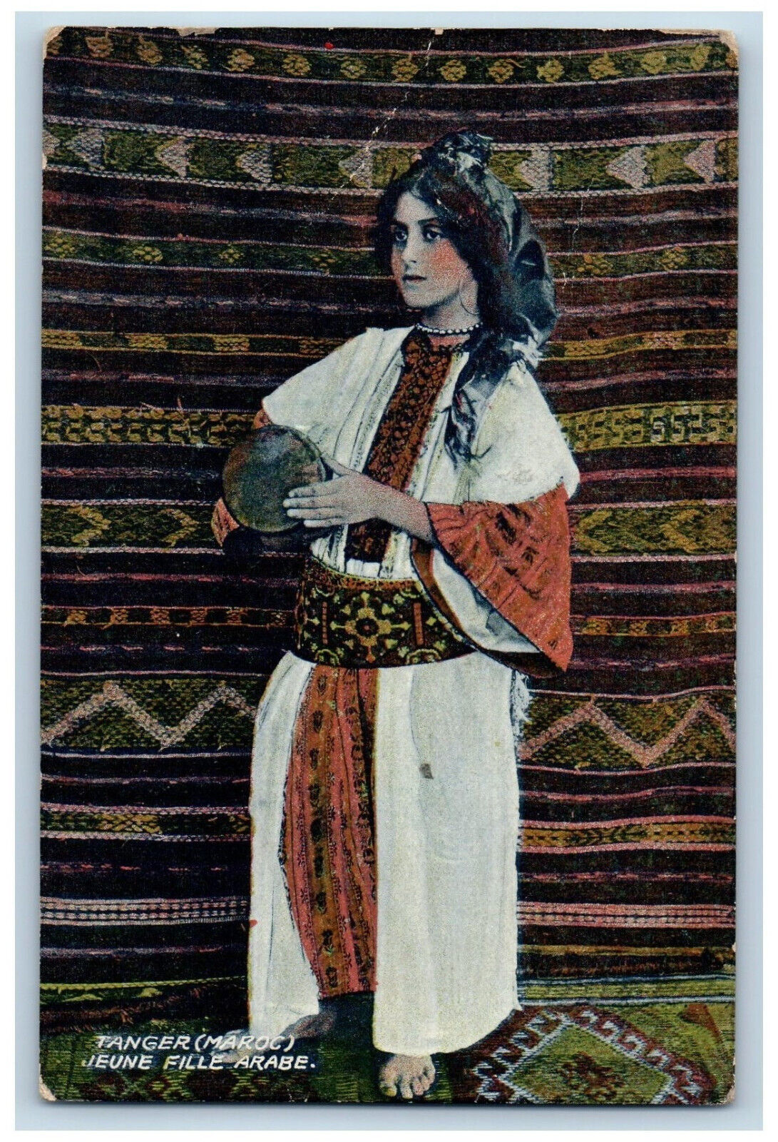 Tangier Morocco Postcard Jeune Fille Arabe British Post Office 1908 Posted