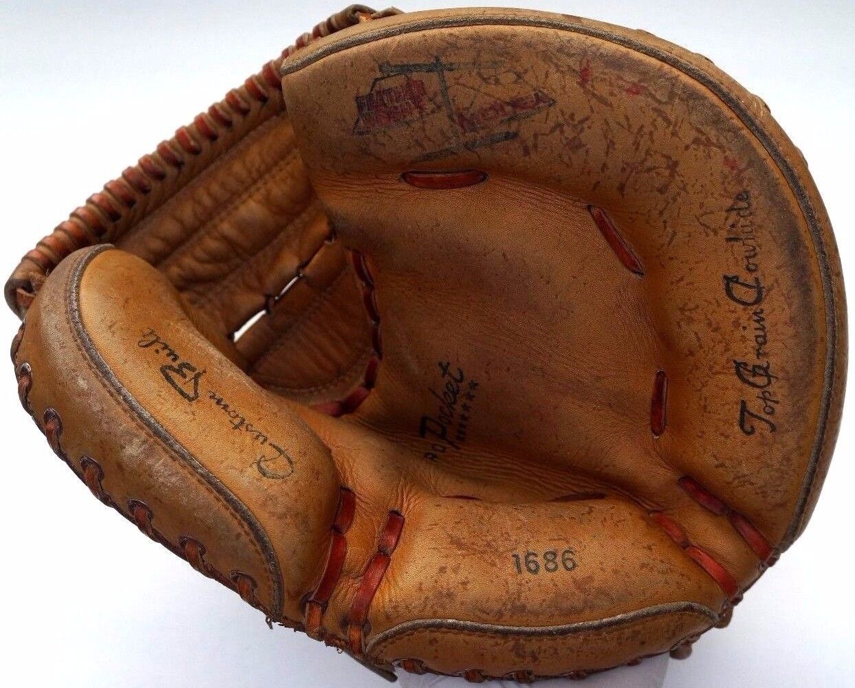 Vintage SEARS Roebuck CATCHER 1686 Baseball Glove Pro Pocket Top Grain Cowhide