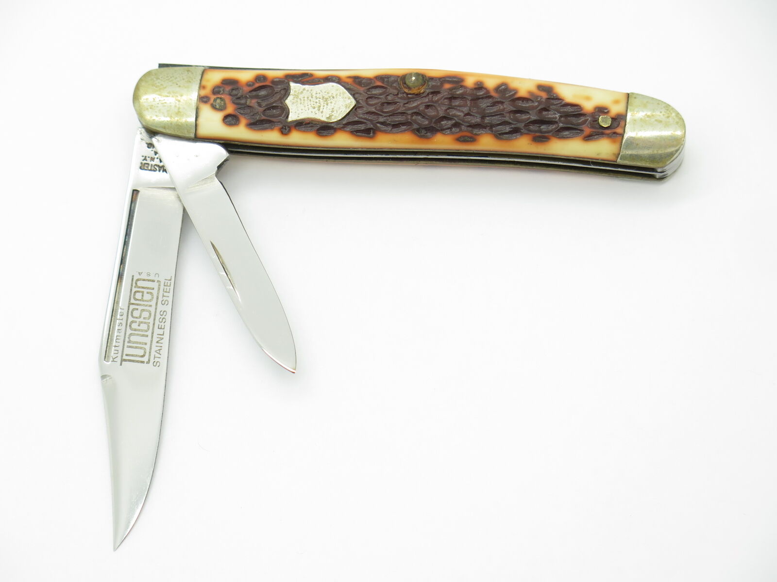 Vintage Kutmaster Utica USA Tungslen Farmers Co-op Folding Pocket Jack Knife