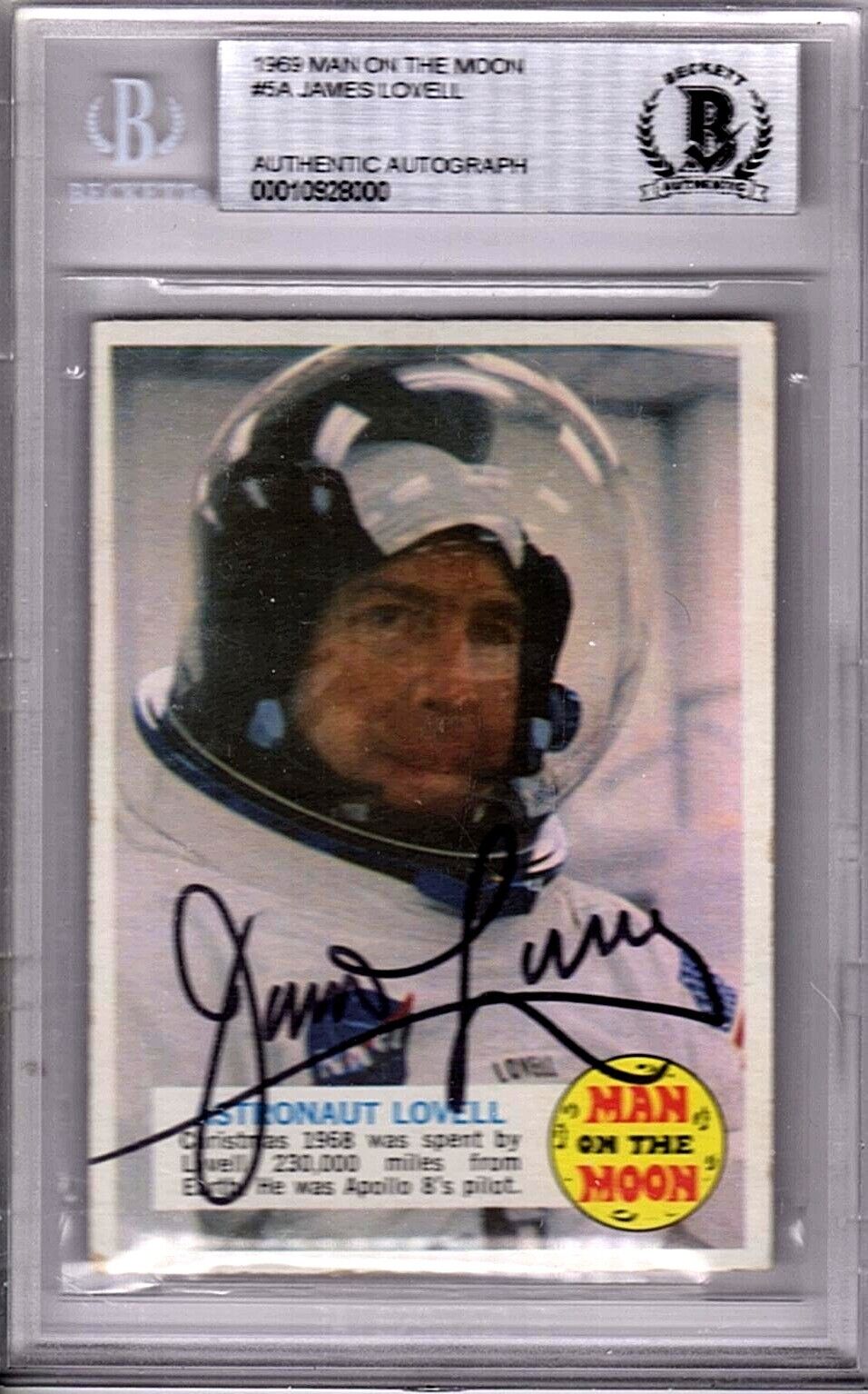 1969 Topps Man On The Moon JIM LOVELL Signed Autograph Card Beckett BAS Slabbed