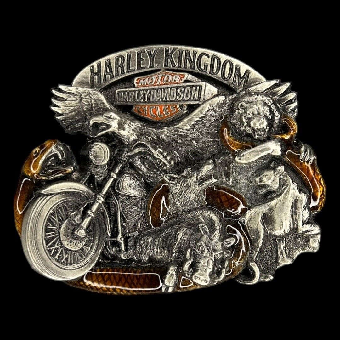 VTG 1993 H-D Harley Kingdom Davidson Spirit Steel Tooth & Nail USA Belt Buckle