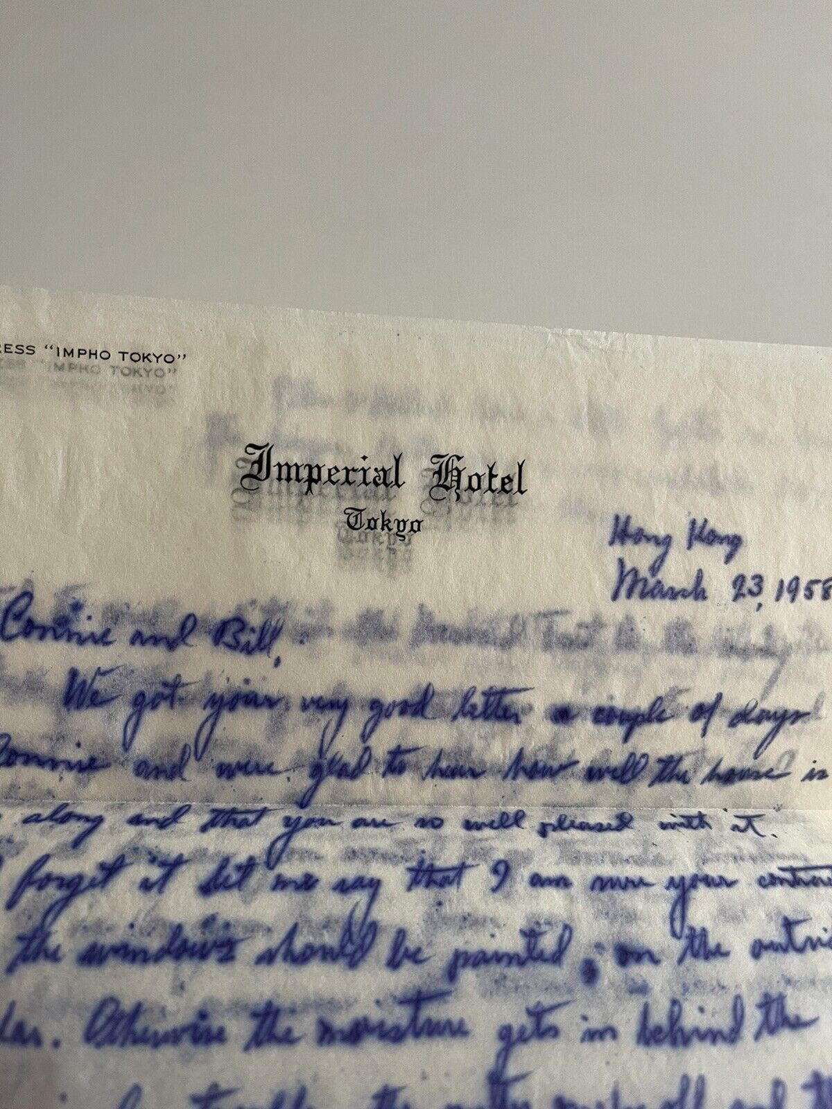 1958 Handwritten Letter 4 Pages On Imperial Hotel Tokyo Letterhead Paper