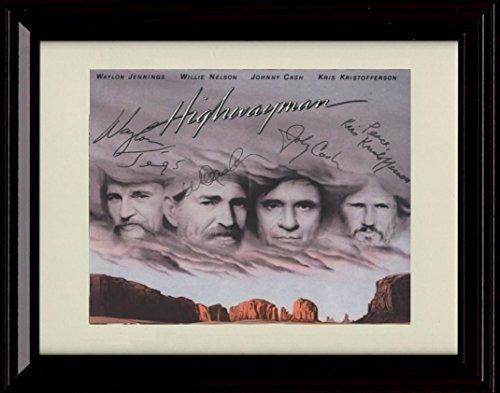 8x10 Framed The Highwaymen Autograph Promo Print - Waylon, Willie, Johnny, and