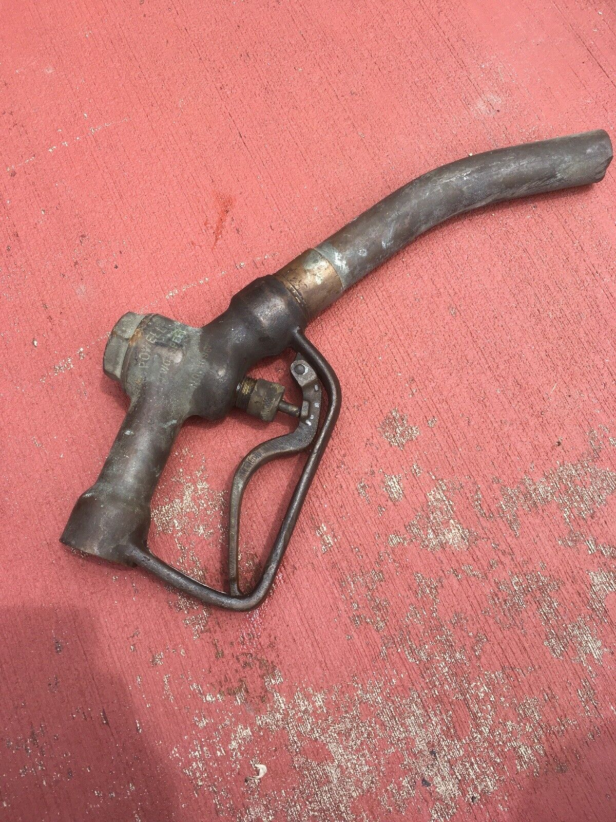 Vintage/Antique Powell 1696 Brass Gas Pump Nozzle Gas & Oil USA Handle 2 Speed