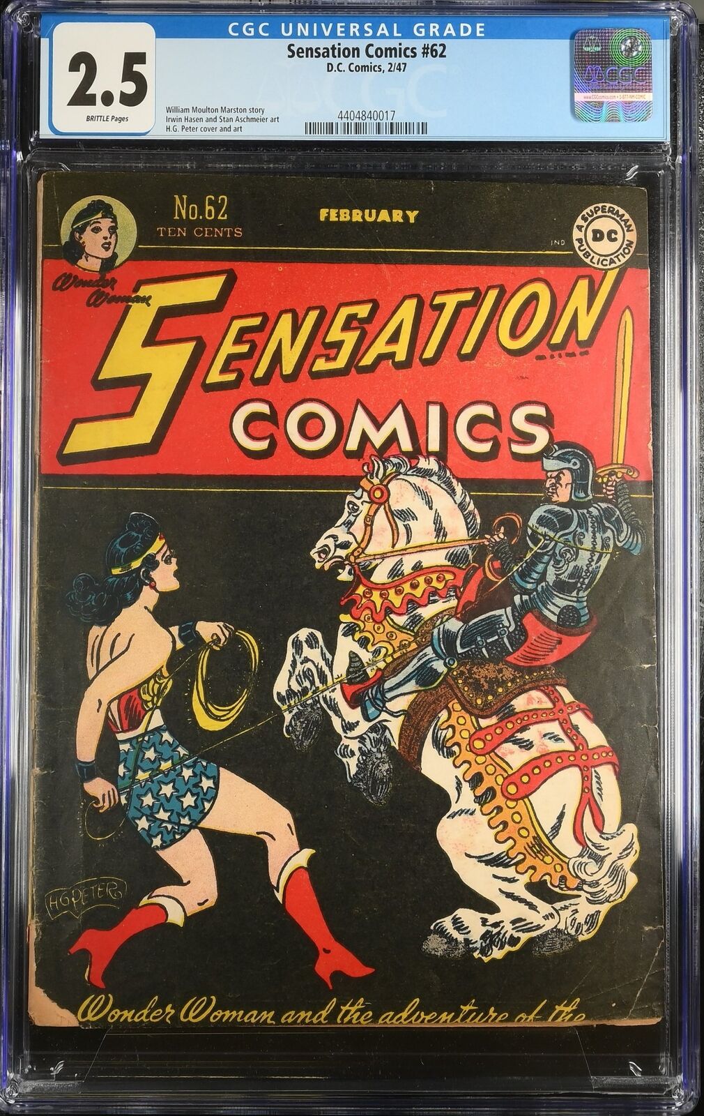 Sensation Comics #62 CGC GD+ 2.5 Early Wonder Woman Harry Peter Cover