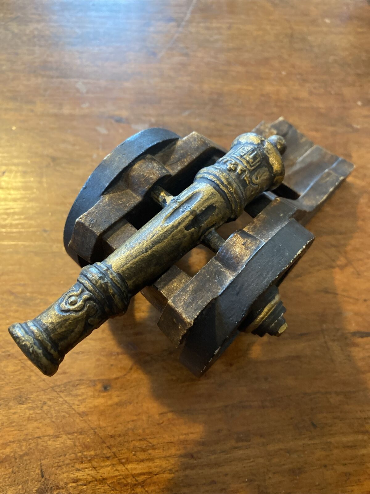 Vintage wooden cannon souvenir  Decoration (approx 8 inches)