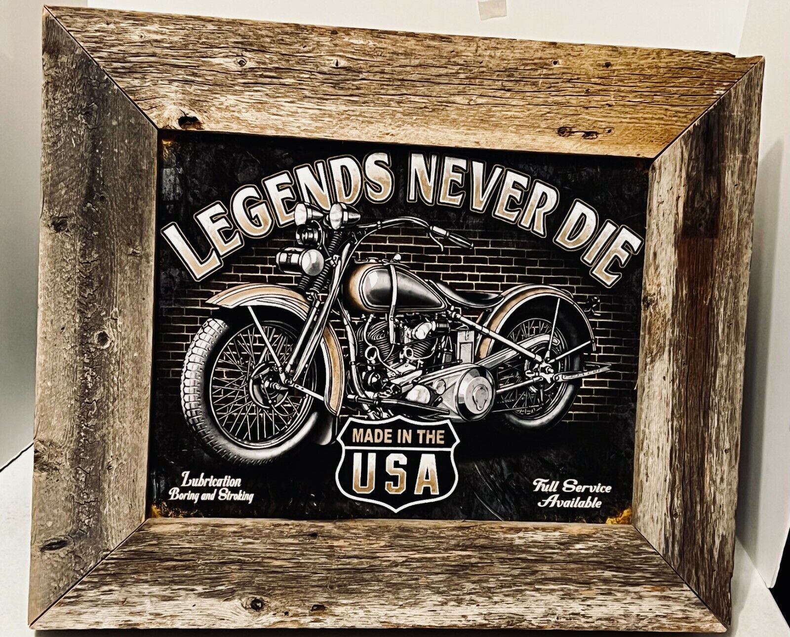 Legends Never Die Harley Davidson Metal & Wooden Table Sign Art 22'' X 18'' X4''