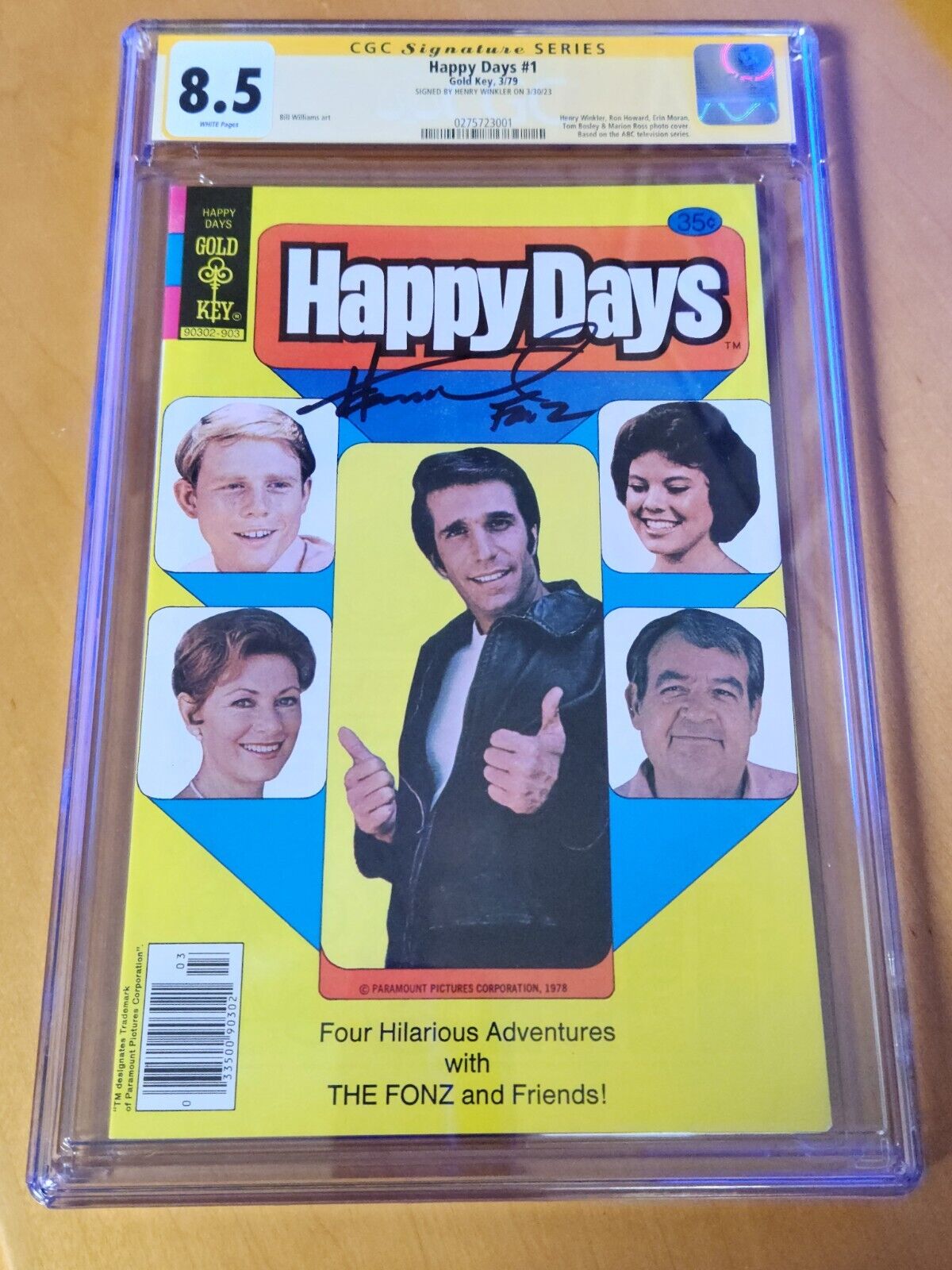 Happy Days #1 Gold Key CGC 8.5 SS Signed by Henry Winkler The Fonz 1979