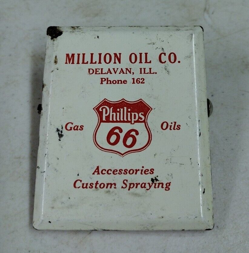 Vintage Phillips 66 Gas Million Oil Co. Delevan IL Advertising Metal Paper Clip