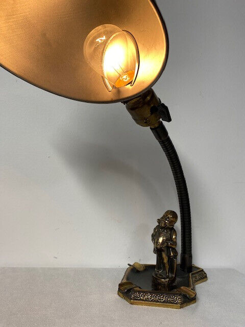 VINTAGE WORKING DESK LAMP ASH TRAY (COLE LTD LINDSAY ONT)  MR. MICAWBER FIGURE