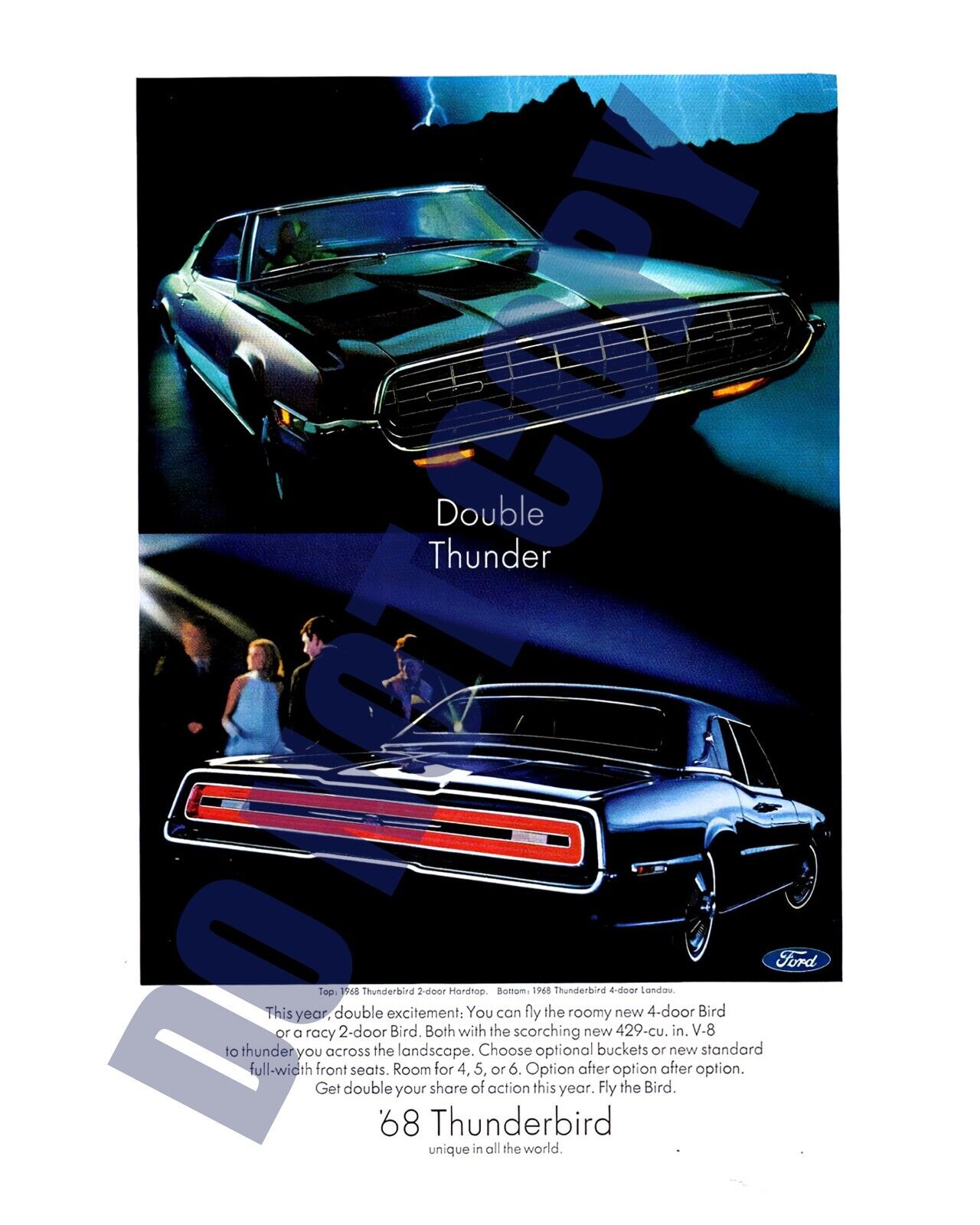 1968 Ford Thunderbird 2-Door Hardtops & 4-Door Landau Magazine Ad 8x10 Photo
