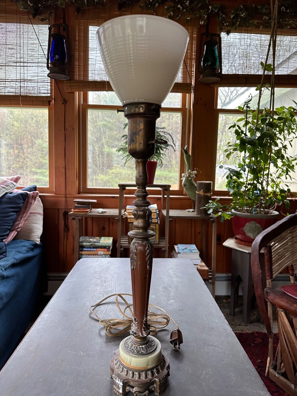 Antique Brass Lamp from 1873 Victorian Home in New Hampshire