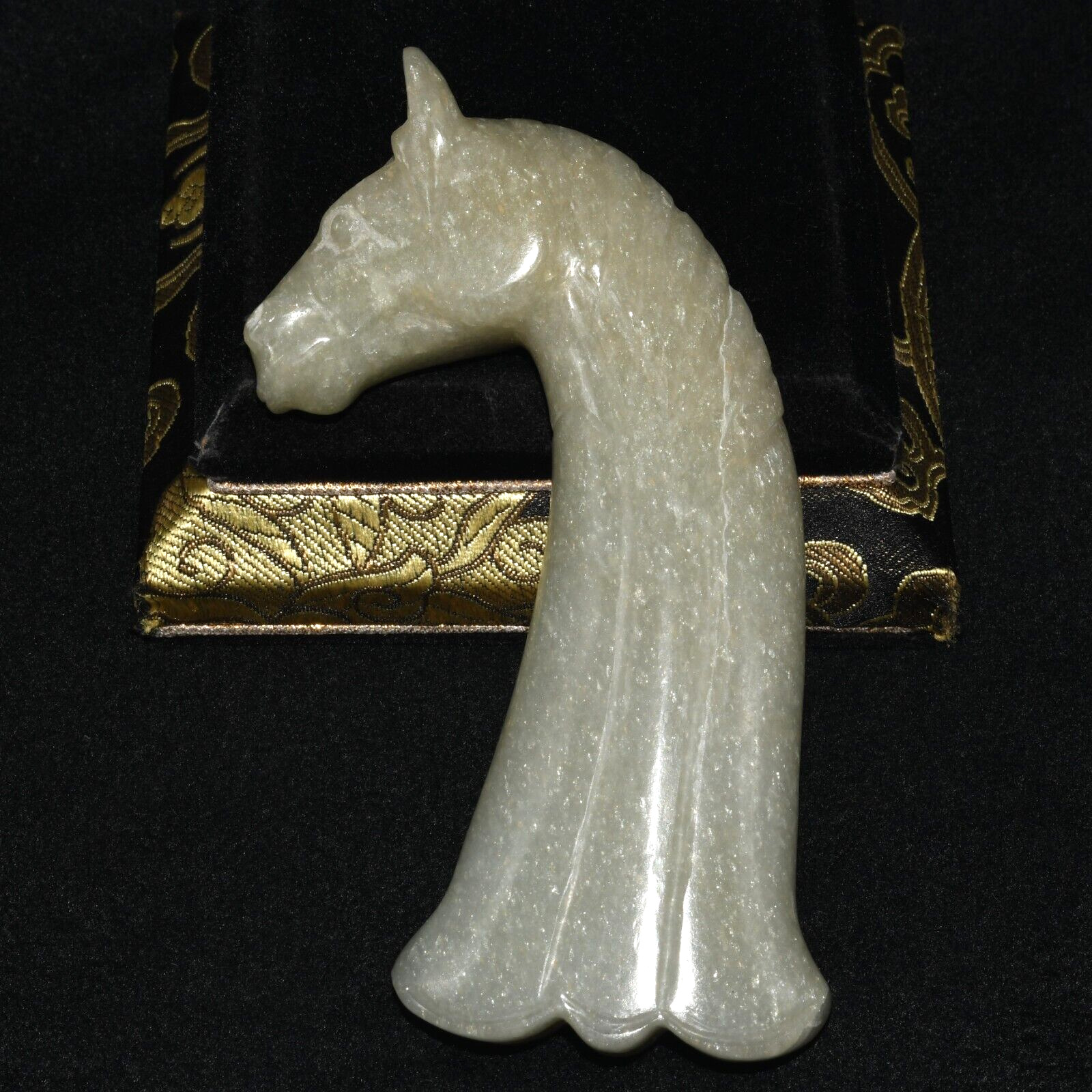 Antique Indian Mughal Period Horse Head Stone Dagger Handle Circa 18th Century