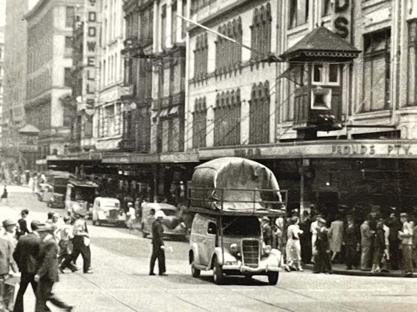 W3 Photograph 1944 Street Scene POV Sydney Australia Car With Gas Bag On Top