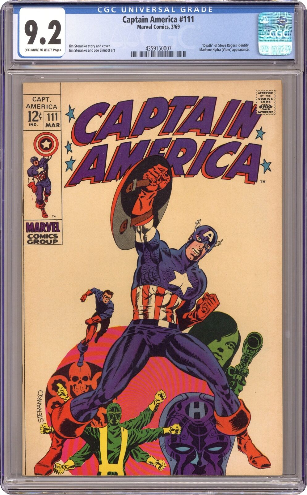 Captain America #111 CGC 9.2 1969 4359150007