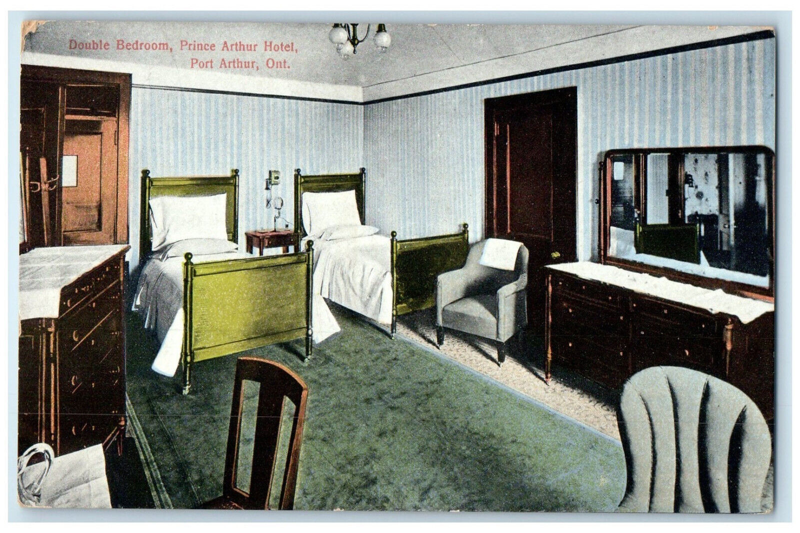 c1910 Double Bedroom Prince Arthur Hotel Hotel Port Arthur Canada Postcard