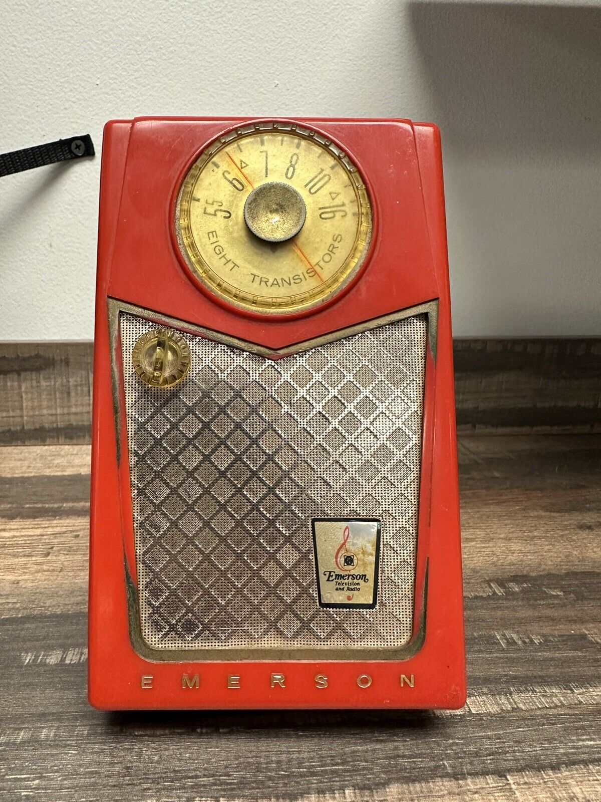Antique Vintage Emerson Pioneer Radio Model 888 Cherry Red Mid Century Retro